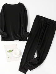  Floral & Letter Print Tee & Joggers Pajamas Set