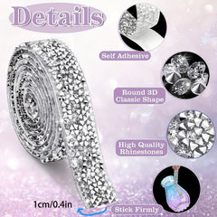 4 Rolls Crystal Rhinestone Ribbon Self Adhesive DIY Craft Stickers