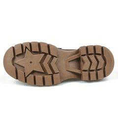 Metallic Chain Slip On Loafers Soft Platform Shoes
