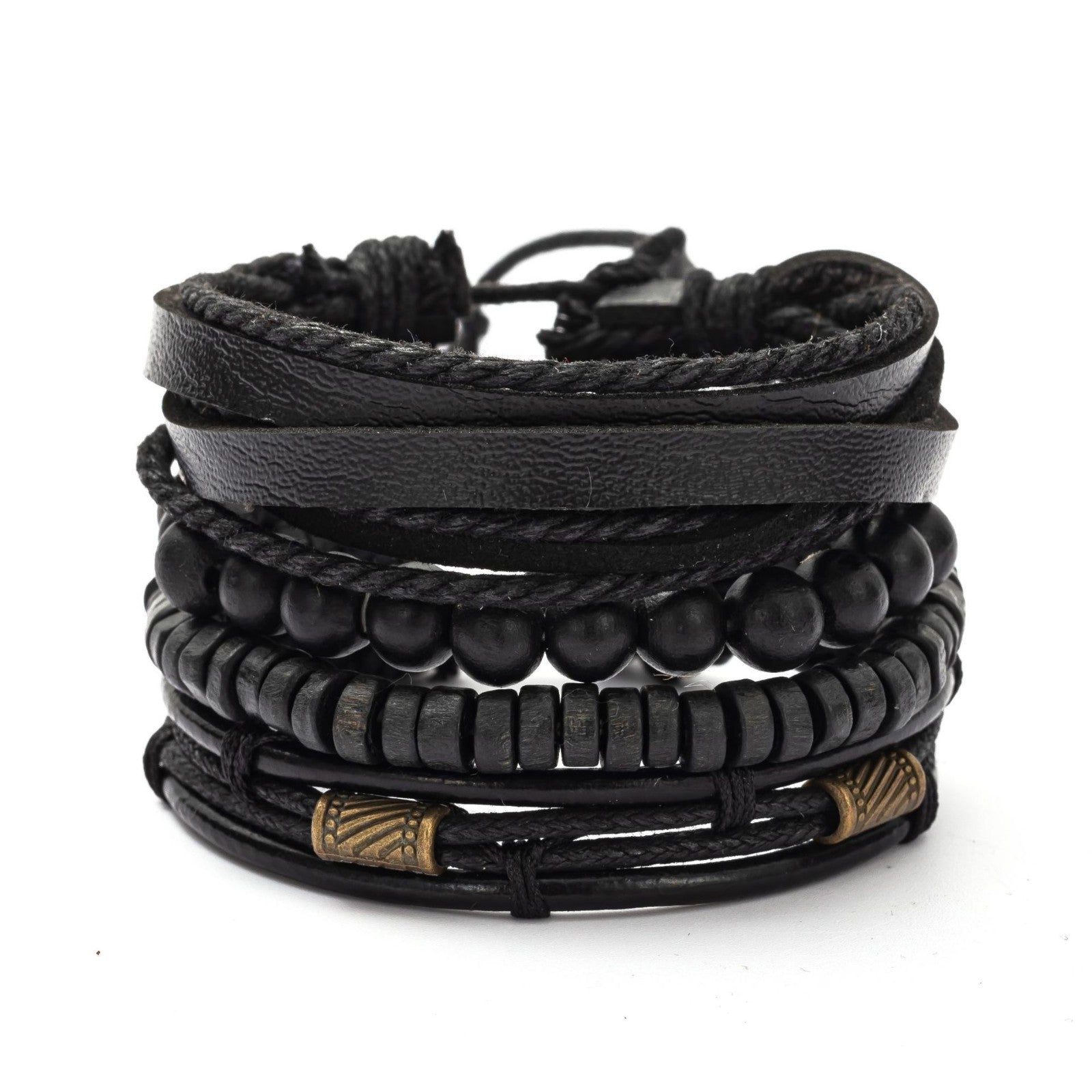 4PC Men's Leather Bracelet Set