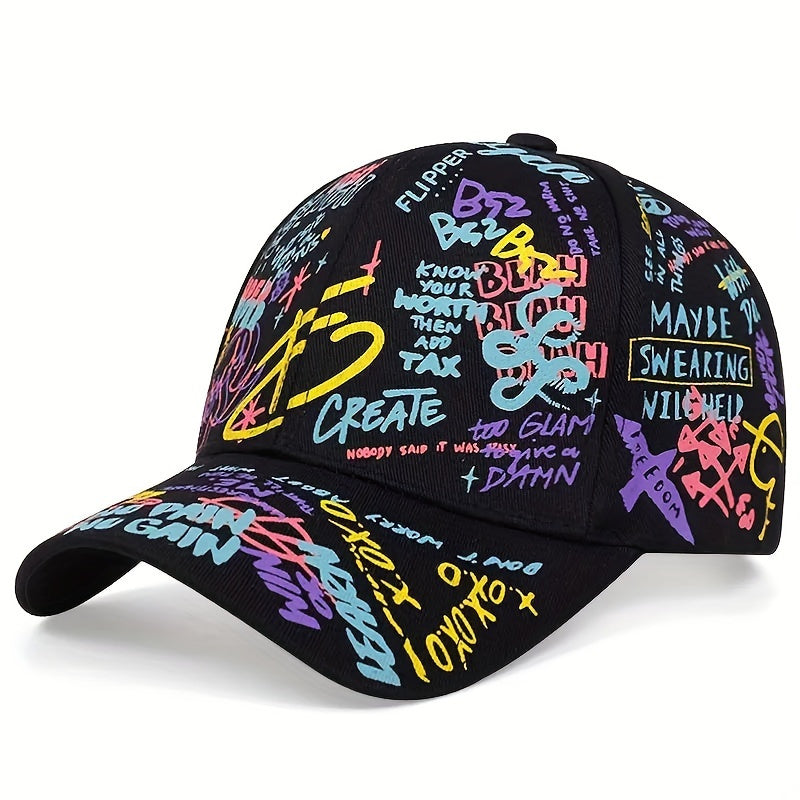 Colorful Letter Graffiti Baseball Cap Adjustable Couple Sun Hat & Dad Hats