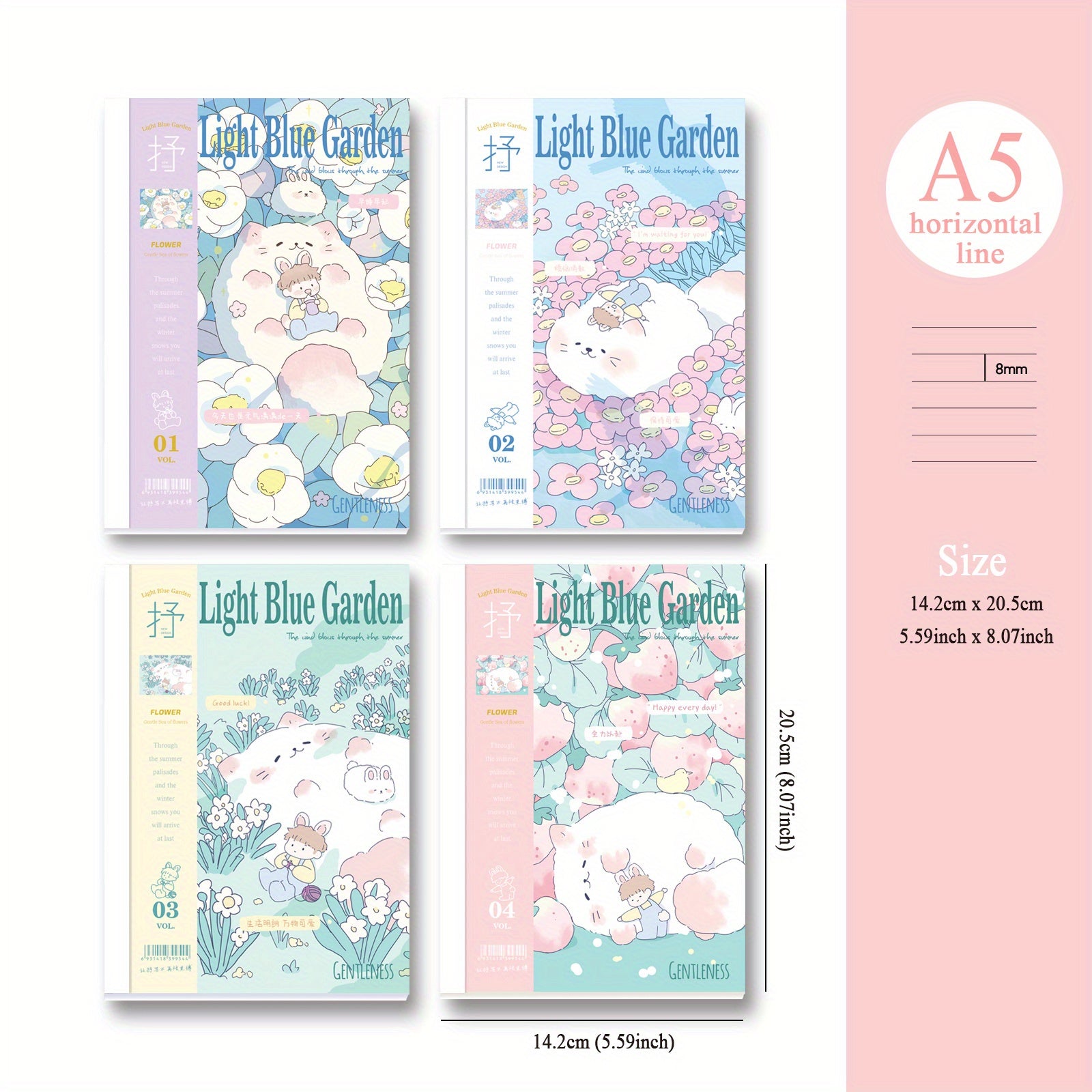 Cartoon Notebook 4 Books A5 36 Sheets Tearable Pages