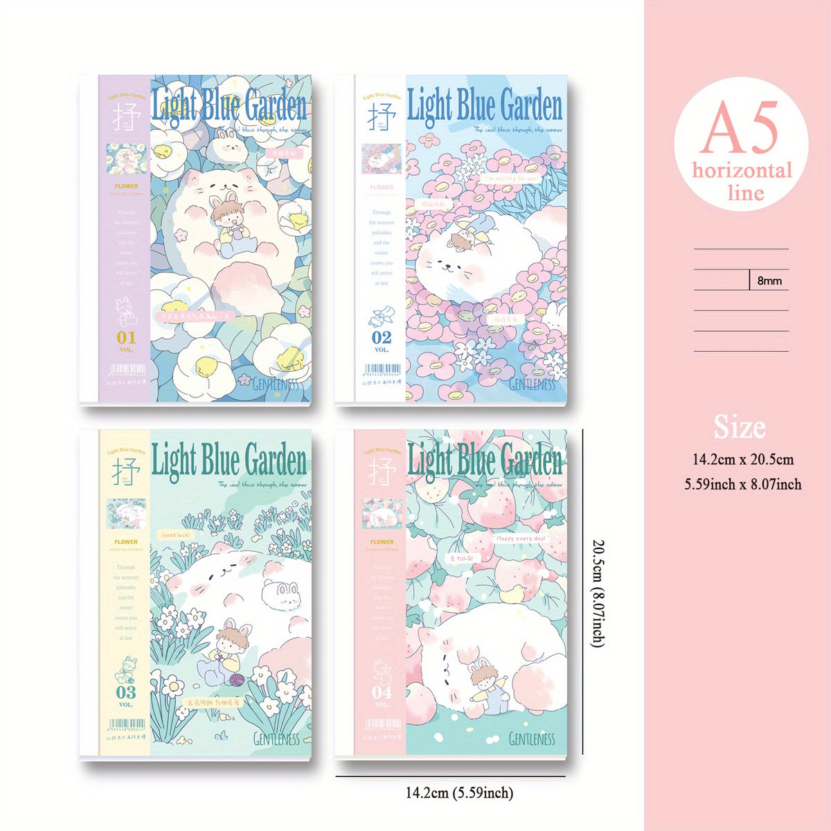 Cartoon Notebook 4 Books A5 36 Sheets Tearable Pages
