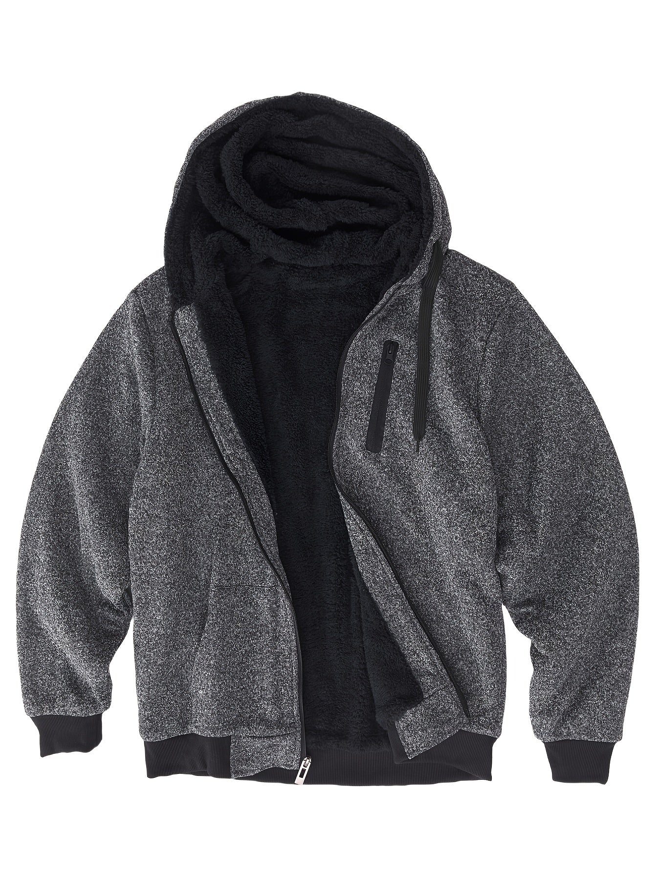 Men's Winter Zip Up Hoodie Fleece Sweatshirt Warm Coats