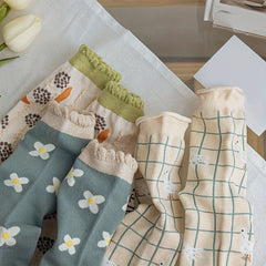 5 Pairs Floral Print Socks Comfy & Mid Tube Socks Women's Stockings