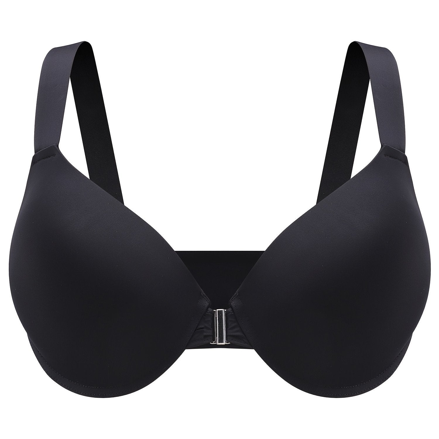 Solid Comfort Bra Plus Size Front Closure Wide Strap Bralette