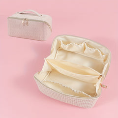 Embossed PU Leather Makeup Storage Bag Zipper Top Handle