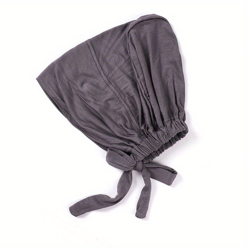 Solid Inner Cap Elastic Turban Soft Head Wrap Casual Underscarf
