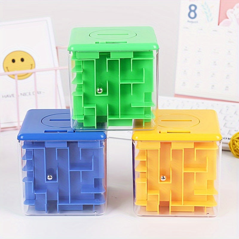 3D Stereo Maze Piggy Bank Puzzle Gift