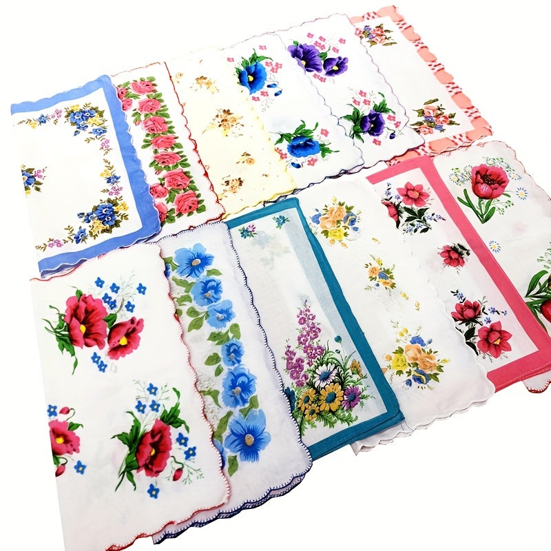 12 Pcs 11" Classic Flower Handkerchief Set for Men