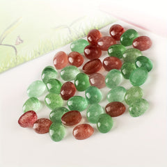 Natural Strawberry Crystal Red Green Egg Ring Bare Stone