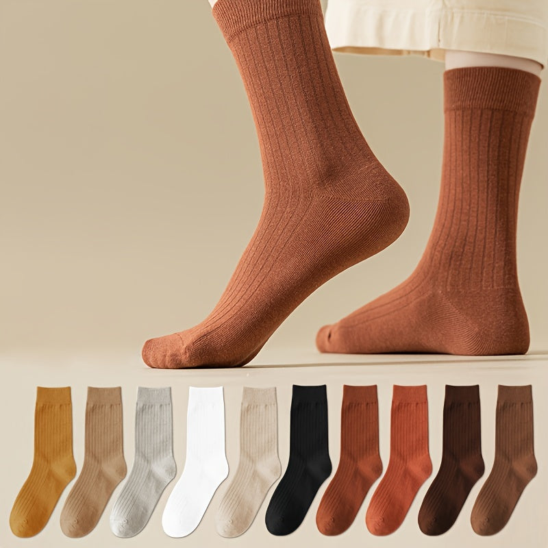 10 Pairs Comfy Solid Socks Women's Stockings