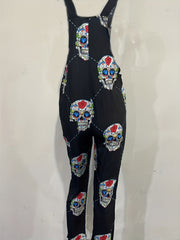 Gothic Skulls Print Rompers Casual Jumpsuit Women's Clothing