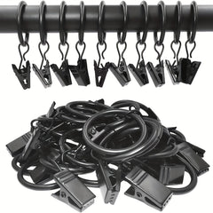 12pcs Metal Curtain Rings w/ Clips 1 In Diameter Hanging Clips Vintage Bathroom