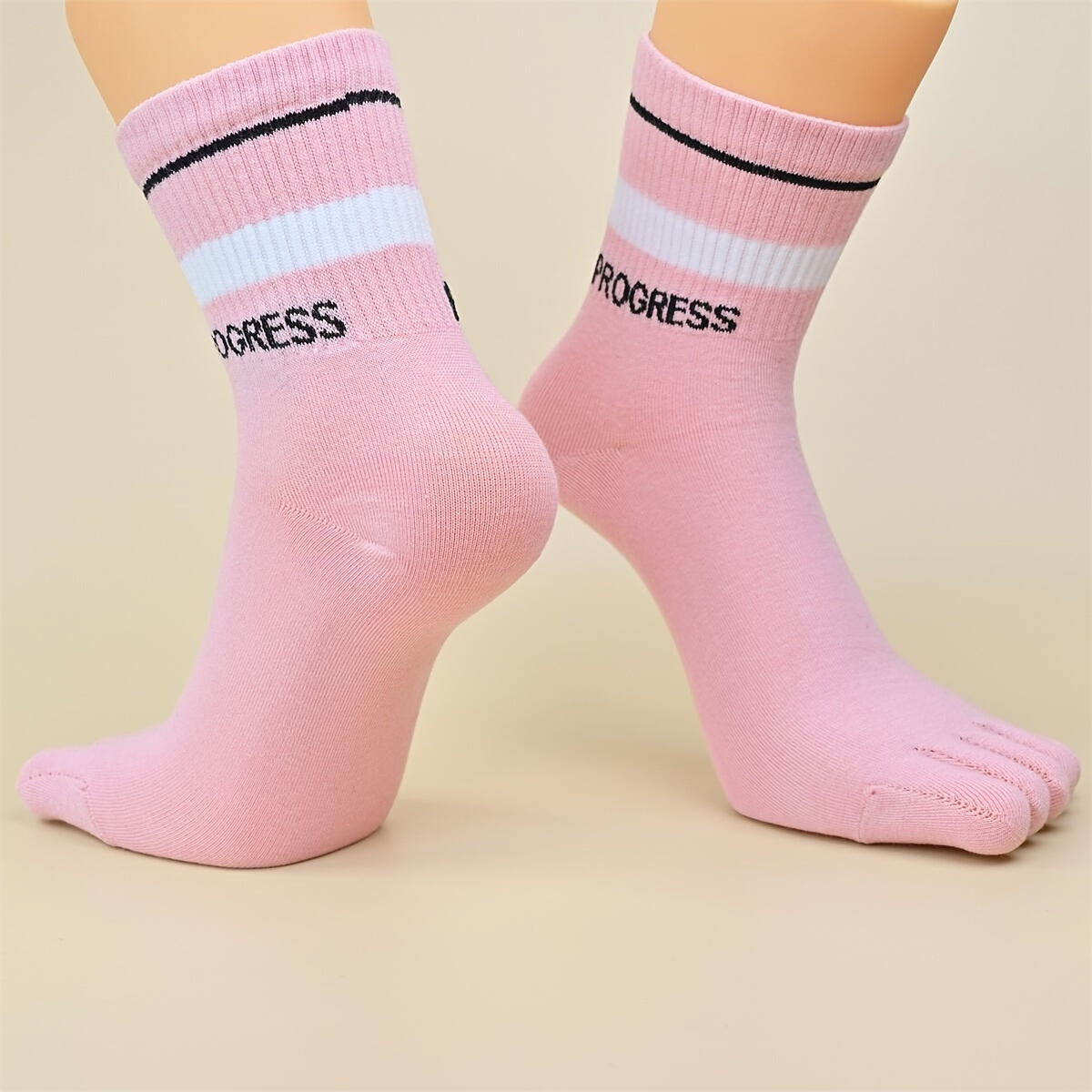 10 Pairs Striped 5 Finger Socks Mid Tube Women's Stockings