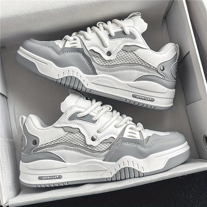 Women's Lightweight Block Skate Shoes Thick Sole Lace Up Sneakers