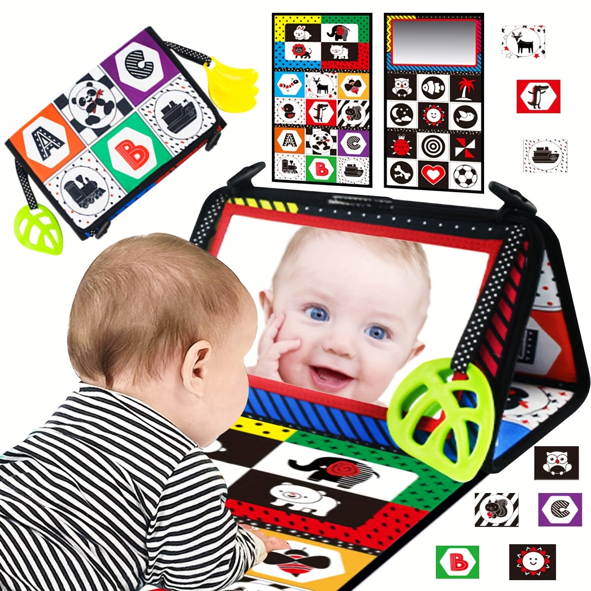 Interactive Double Sided Mirror Cloth Book for Babies