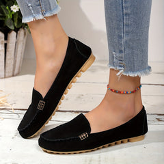 Women's Metal Decor Loafers Non Slip Slip On Walking Shoes Comfort Flat Shoes
