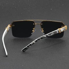 Men's Half Frame Square Cut Sunglasses