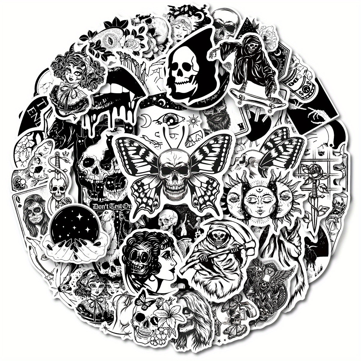 50pcs Gothic Stickers Pack Goth Waterproof Decals for Water Bottle Laptop