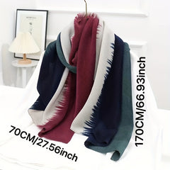 Striped Crinkle Vintage Scarf Gradient Block Shawl Women Windproof Head Wrap