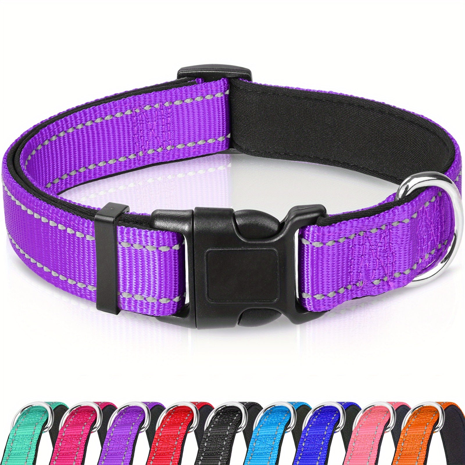 JOYTALE Reflective Dog Collar Neoprene Padded Nylon Pet Collar for Safety