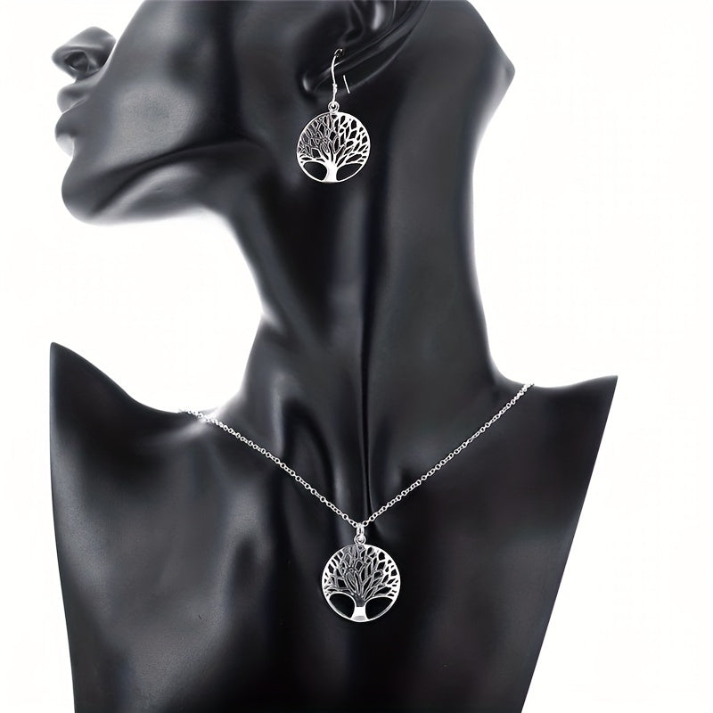 Tree Of Life Pendant Necklace Earring Set Wedding Jewelry Gift
