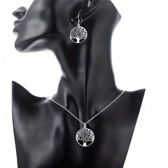 Tree Of Life Pendant Necklace Earring Set Wedding Jewelry Gift