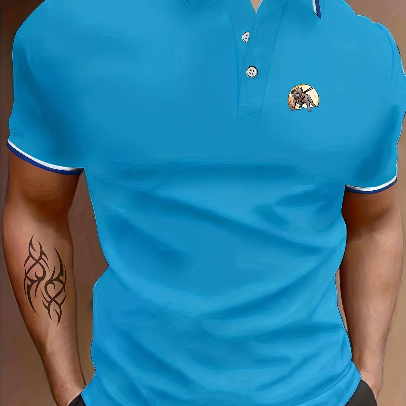 Men's Fierce Dog Print Polo Shirt