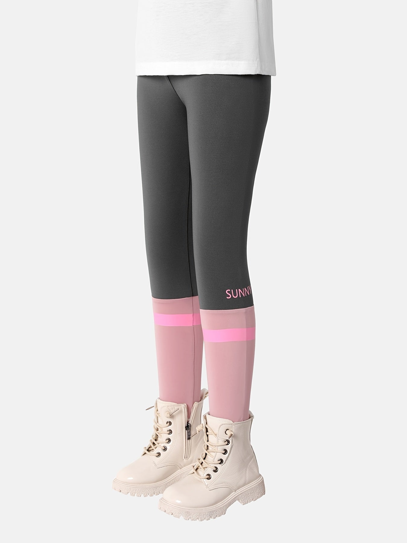 Girls Colorblock Stretch Sports Legging Pants Skinny Fit Yoga Pants