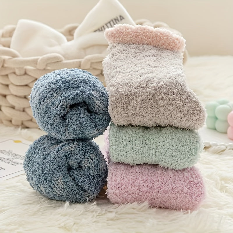 Women's Colorblock Fuzzy Socks Mid Tube Warm Stockings