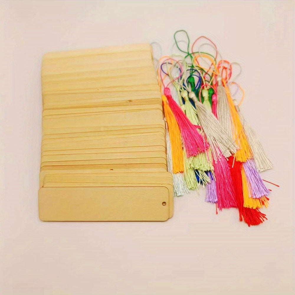 DIY Wooden Bookmark Set for Customizing and Painting with Tassel Tag