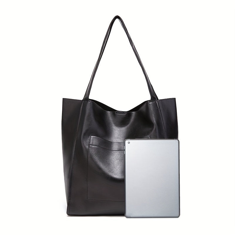 Vintage Faux Leather Tote Bag Classic Style Large Handbag for Women