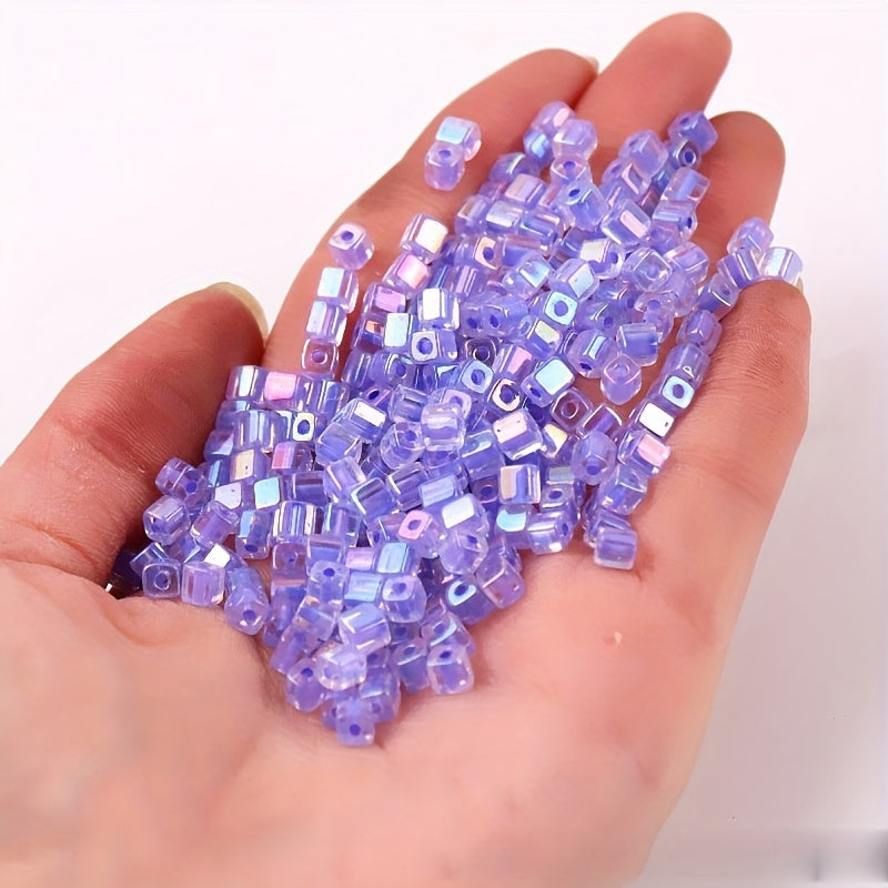88pcs 4mm Square Fantasy Dyed Heart Glass Beads for DIY Earrings Bracelet