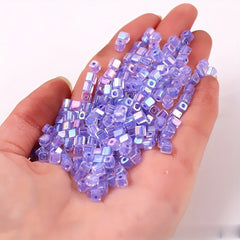 88pcs 4mm Square Fantasy Dyed Heart Glass Beads for DIY Earrings Bracelet