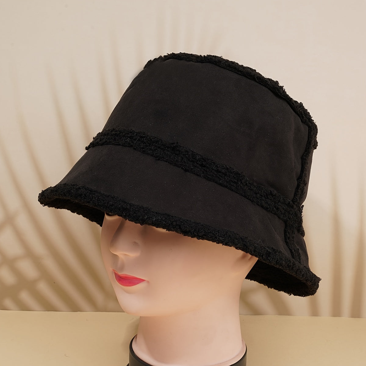 Reversible Suede Lamb Wool Bucket Hat - Unisex Solid Fisherman Hat