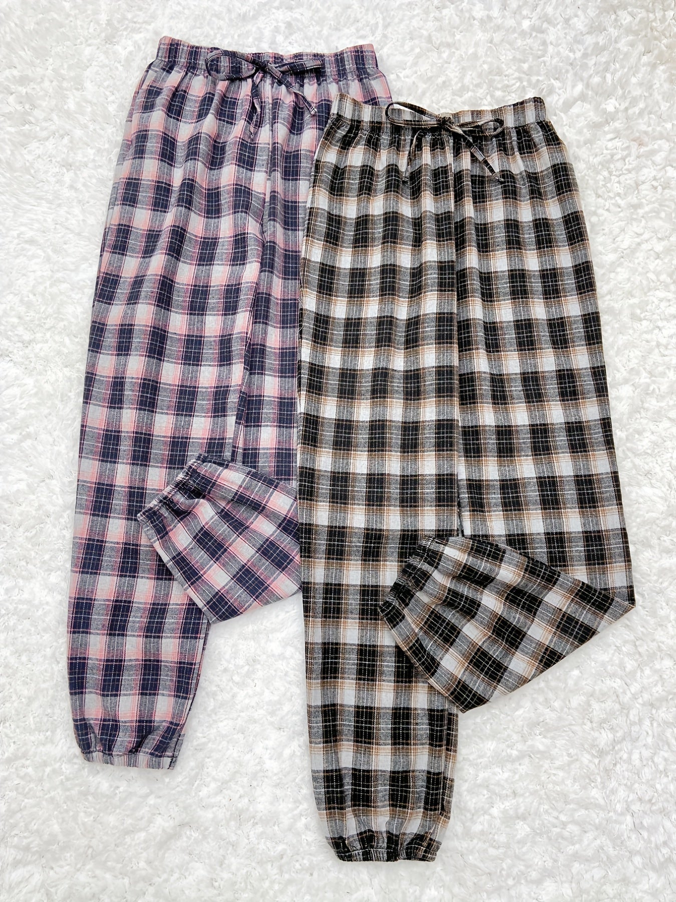 Colorblock Plaid Sleep Bottoms Women's Sleepwear