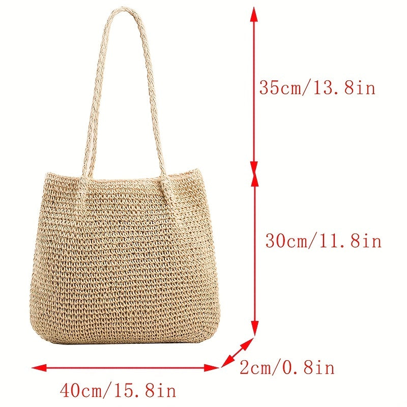 Large Straw Tote Bag Woven Beach Shoulder Bag for Travel