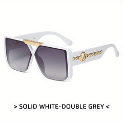 Ombre Lens V Engraved Sunglasses Casual Outdoor Eyewear UV400