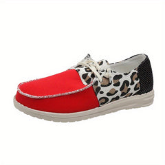 Leopard Printed Flat Loafers Canvas Shoes Casual Sneakers