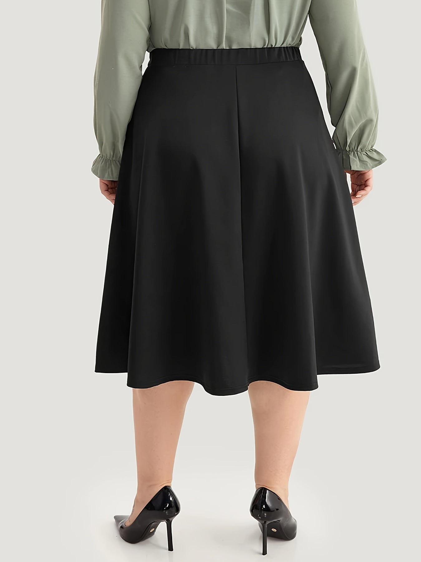  Solid Faux Pearl Decor Maxi Skirt
