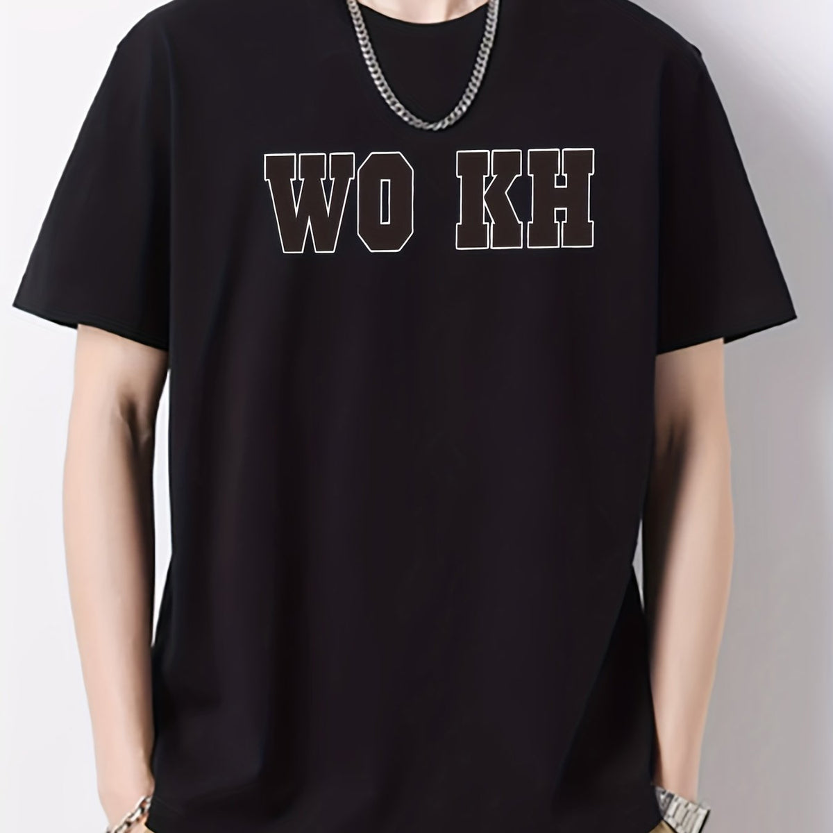 Men's Letter Print Active T-shirt for Summer