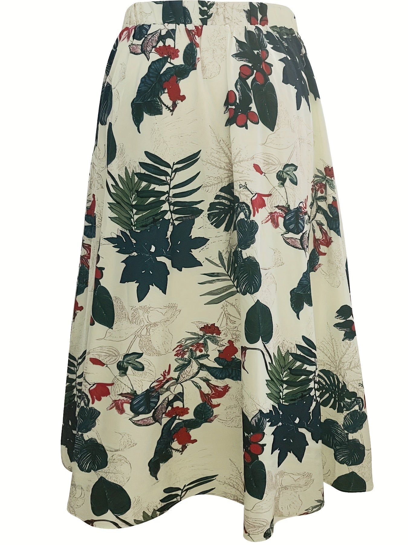 Plus Tropical Print Maxi Skirt With Pockets
