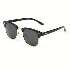 Classic Half Frame Semi Rimless Mens Sunglasses Polarized Retro Mirrored UV400