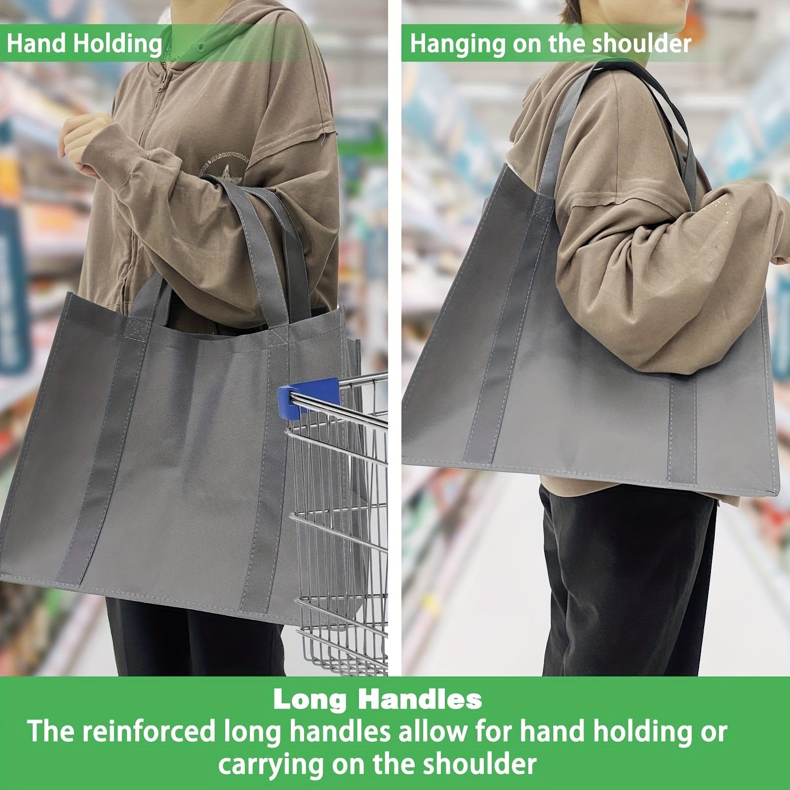 Reusable Grocery Bags Large Foldable Heavy Duty Shopping Tote Produce Bag