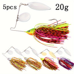5pcs Spinner Bait Metal Lure With Skirt & Willow Blade for Pike Fishing Tackle