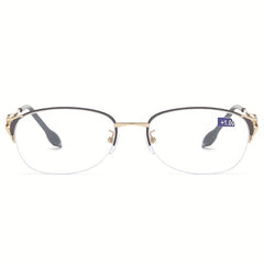 Light Blocking Reading Glasses Oval Semi Rimless Presbyopic Glasses