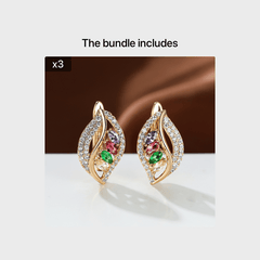 Marquise Cut Multicolor Stone Clip On Hook Earrings CZ Drop Dangle