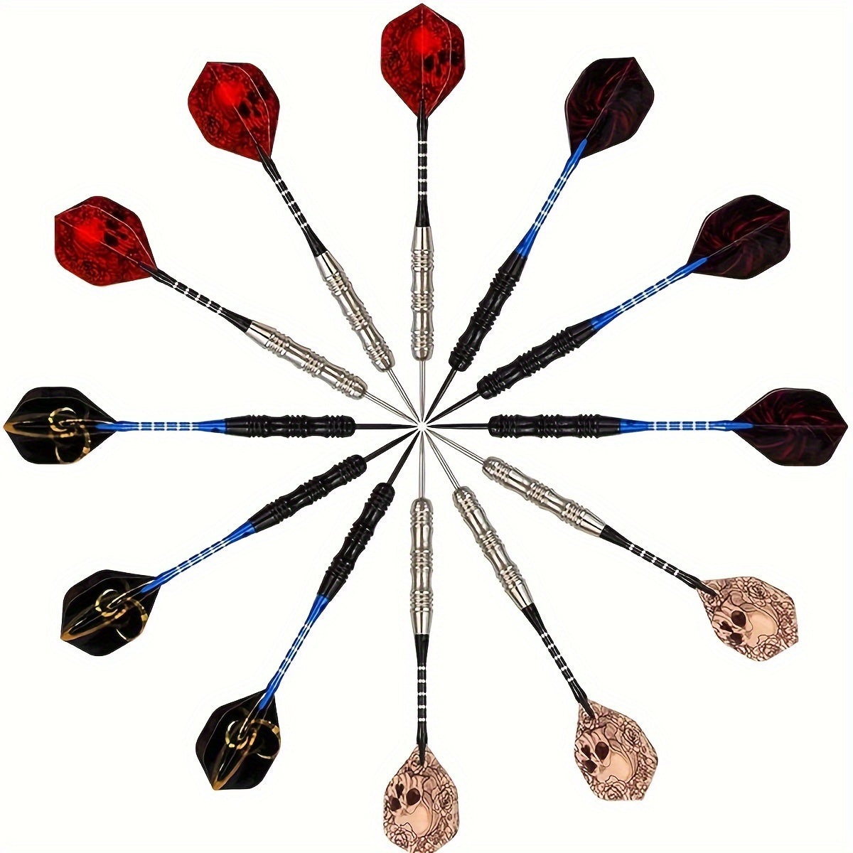 12pcs Professional Metal Darts Steel Tip Set with Non-slip Aluminum Rod