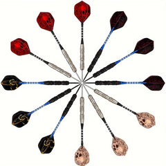 12pcs Professional Metal Darts Steel Tip Set with Non-slip Aluminum Rod